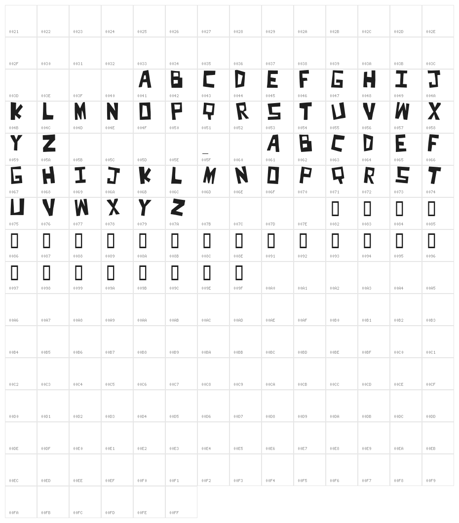 Cut It Out Character Map