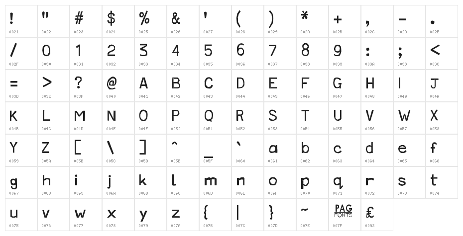 Cut Out PG Character Map