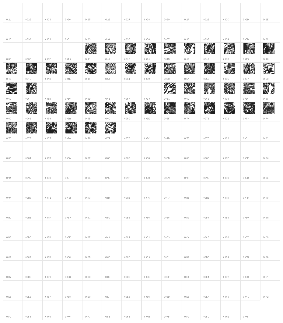 CutAwayOne Character Map
