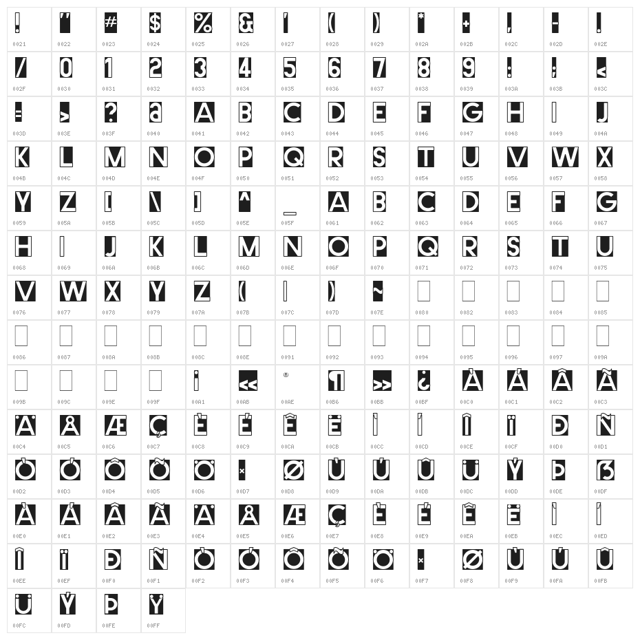 CutMeOut3 Character Map