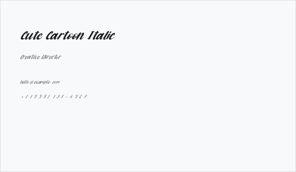 Cute Cartoon Italic Business Card