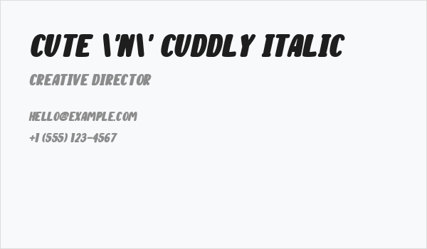 Cute 'n' Cuddly Italic Business Card