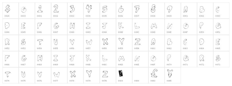 CuteFold Character Map
