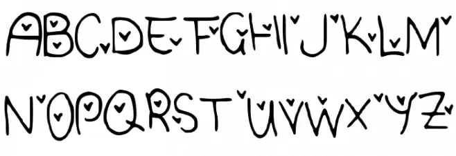 Cute_Heart_Font Fonte MAIÚSCULAS