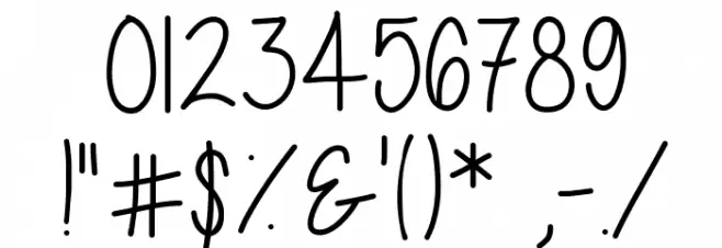 Cutie Patootie Skinny Font OTHER CHARS