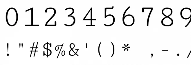 Cutive Mono Font OTHER CHARS