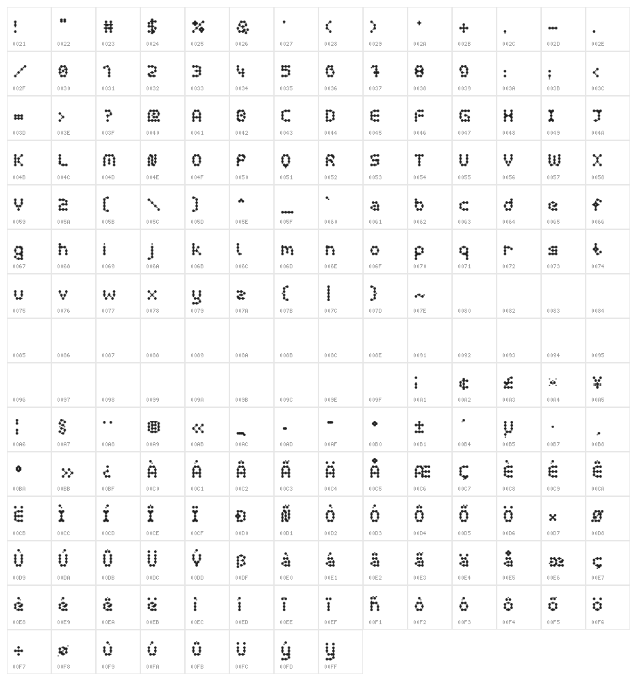 curly lava bubble Character Map
