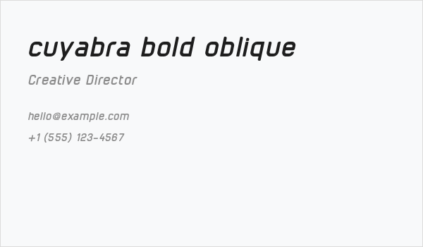 cuyabra bold oblique Business Card