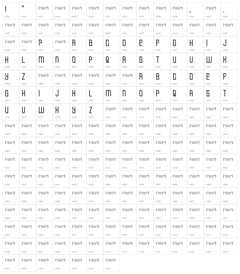 CVFBuffaloGrove Character Map