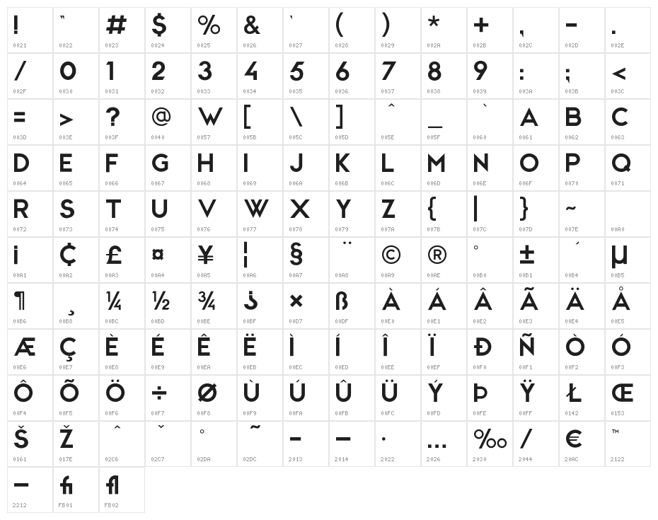 CWGSans Character Map