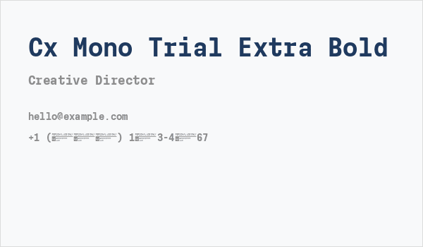 Cx Mono Trial Extra Bold Business Card