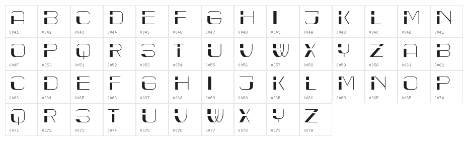 Cyber Bold Book Character Map