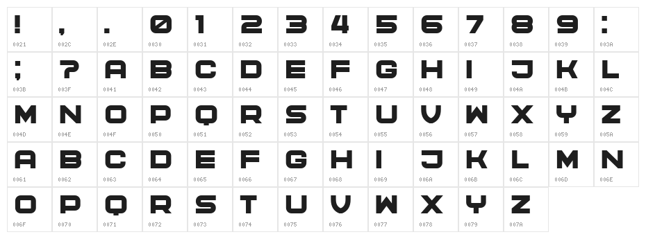 Cyber Princess Regular Character Map