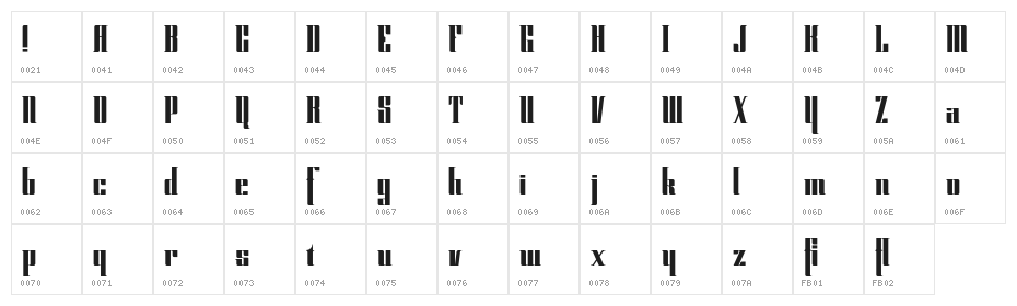CyberGothic DEMO Regular Character Map