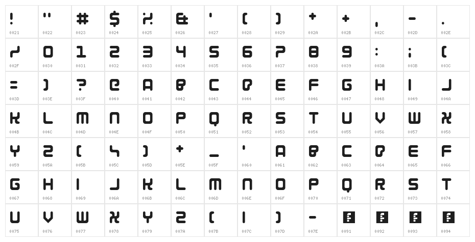 Cybercrime 2004 Regular Character Map