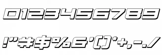 Cyberdyne 3D Italic Font OTHER CHARS