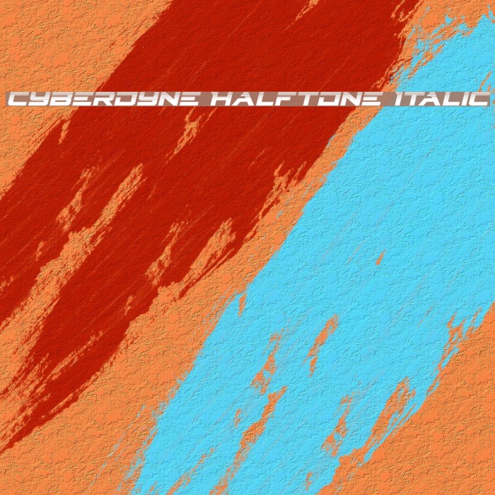 Cyberdyne Halftone Italic Font examples