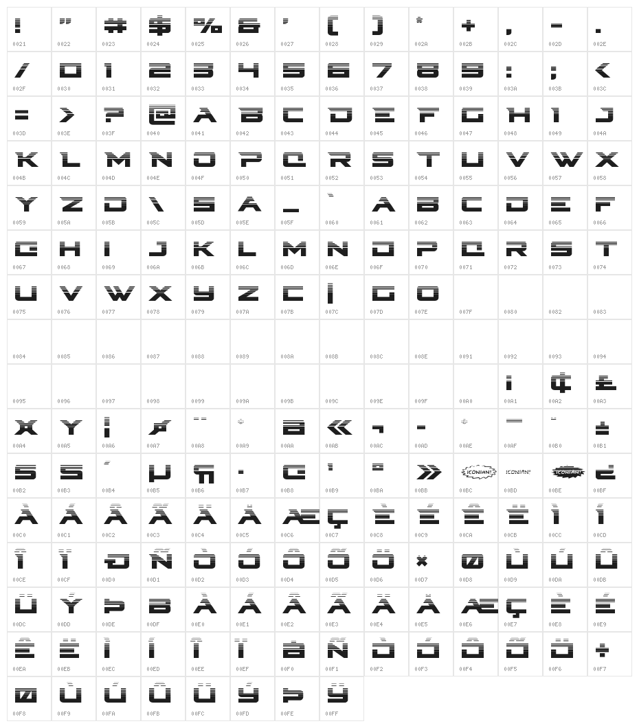 Cyberdyne Halftone Character Map