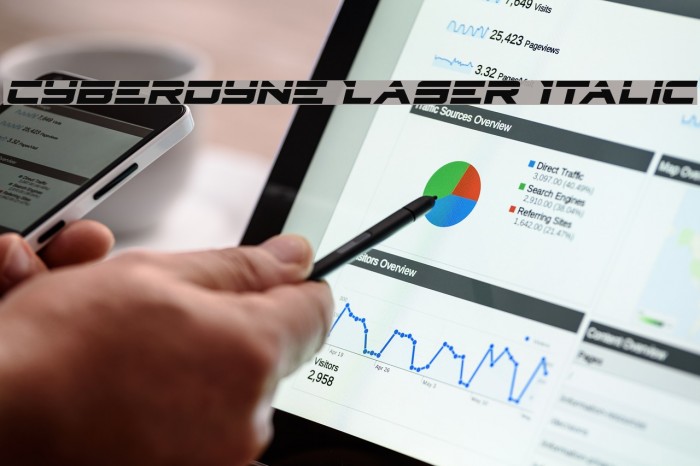 Cyberdyne Laser Italic Schriftart examples