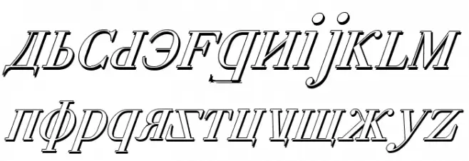 Cyberia Shadow Italic Schriftart Kleinbuchstaben