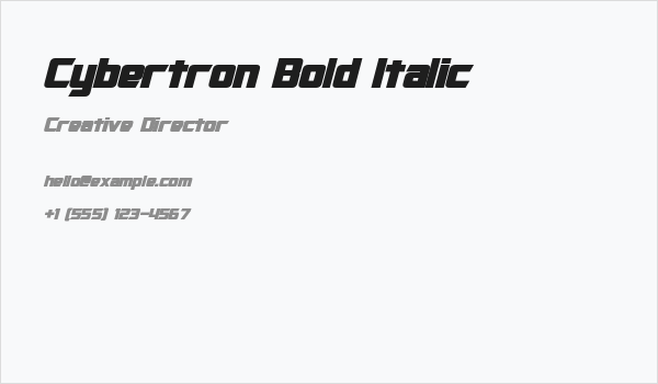 Cybertron Bold Italic Business Card