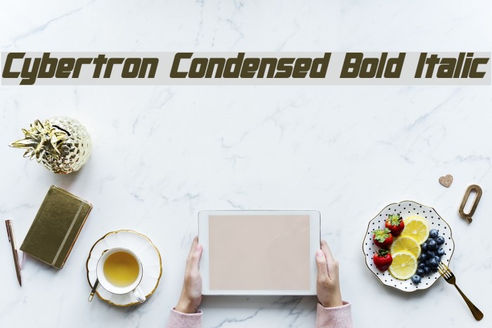Cybertron Condensed Bold Italic Font examples