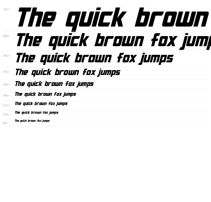 Cybertron Condensed Italic Waterfall