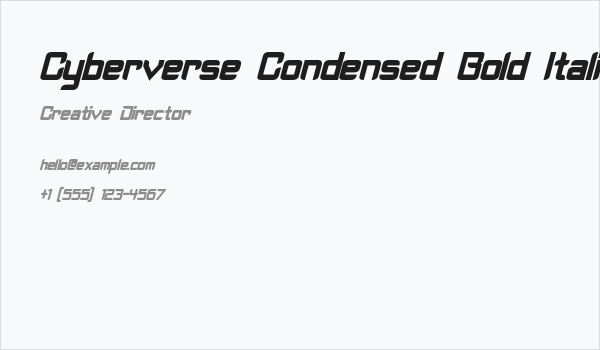 Cyberverse Condensed Bold Italic Business Card