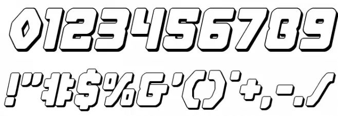 Cyborg Rooster 3D Italic Font OTHER CHARS