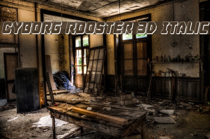 Cyborg Rooster 3D Italic Example 2