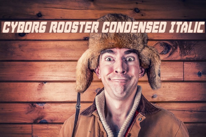 Cyborg Rooster Condensed Italic Font examples