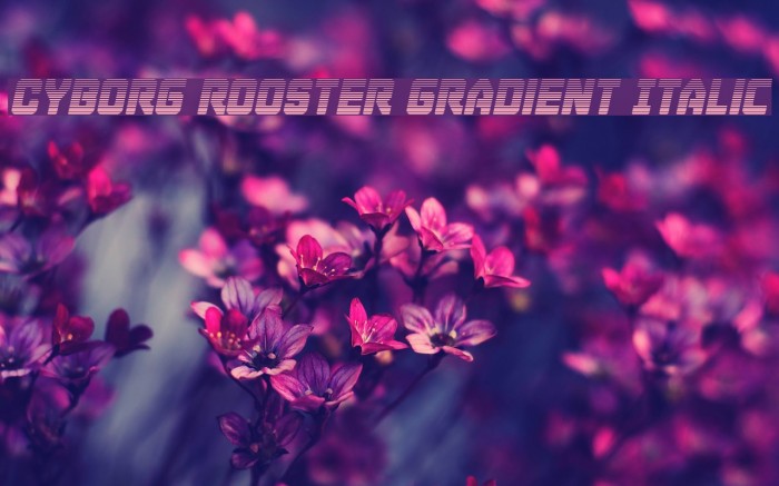 Cyborg Rooster Gradient Italic Font examples
