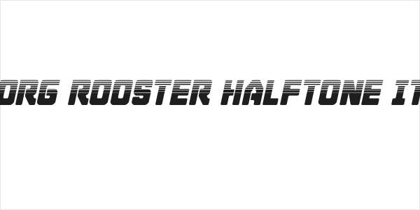 Cyborg Rooster Halftone Italic Logo