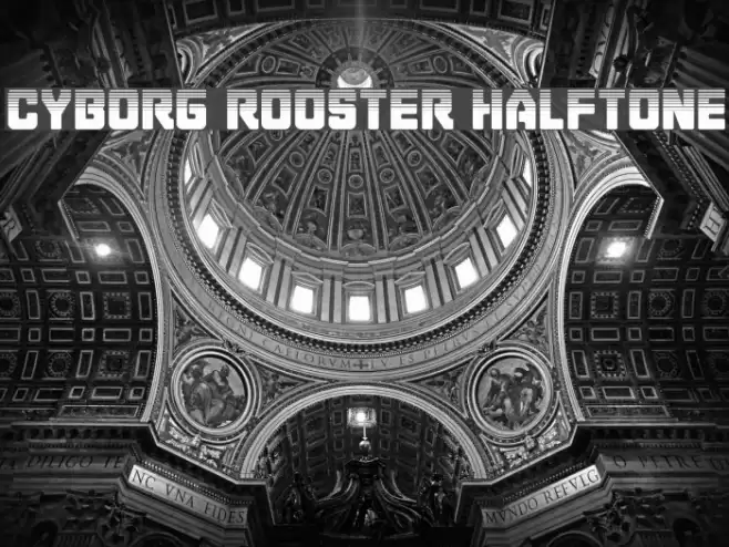 Cyborg Rooster Halftone Font examples