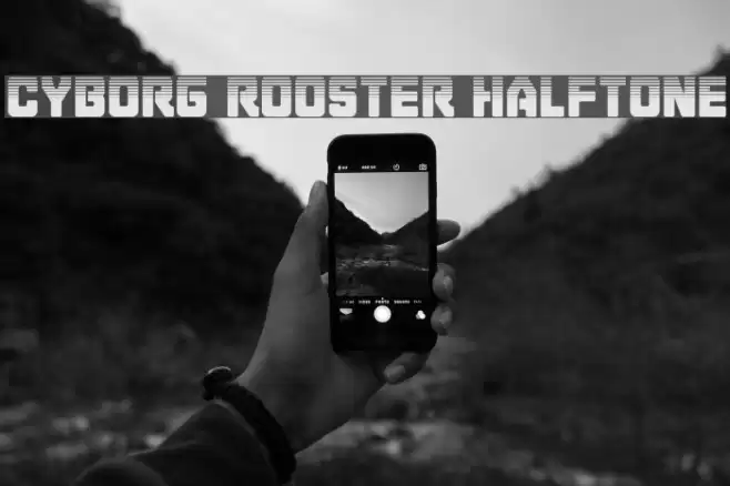 Cyborg Rooster Halftone Font examples