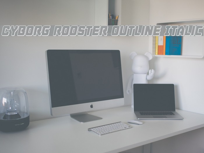 Cyborg Rooster Outline Italic Font examples
