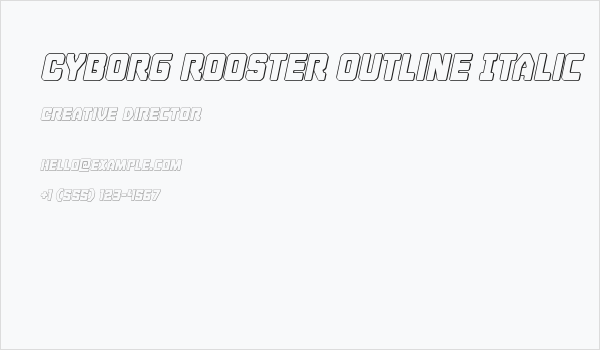 Cyborg Rooster Outline Italic Business Card