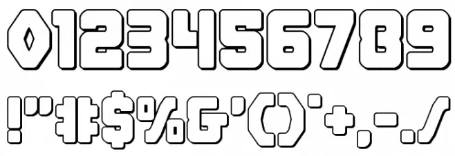 Cyborg Rooster Outline Font OTHER CHARS