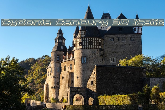 Cydonia Century 3D Italic Font examples