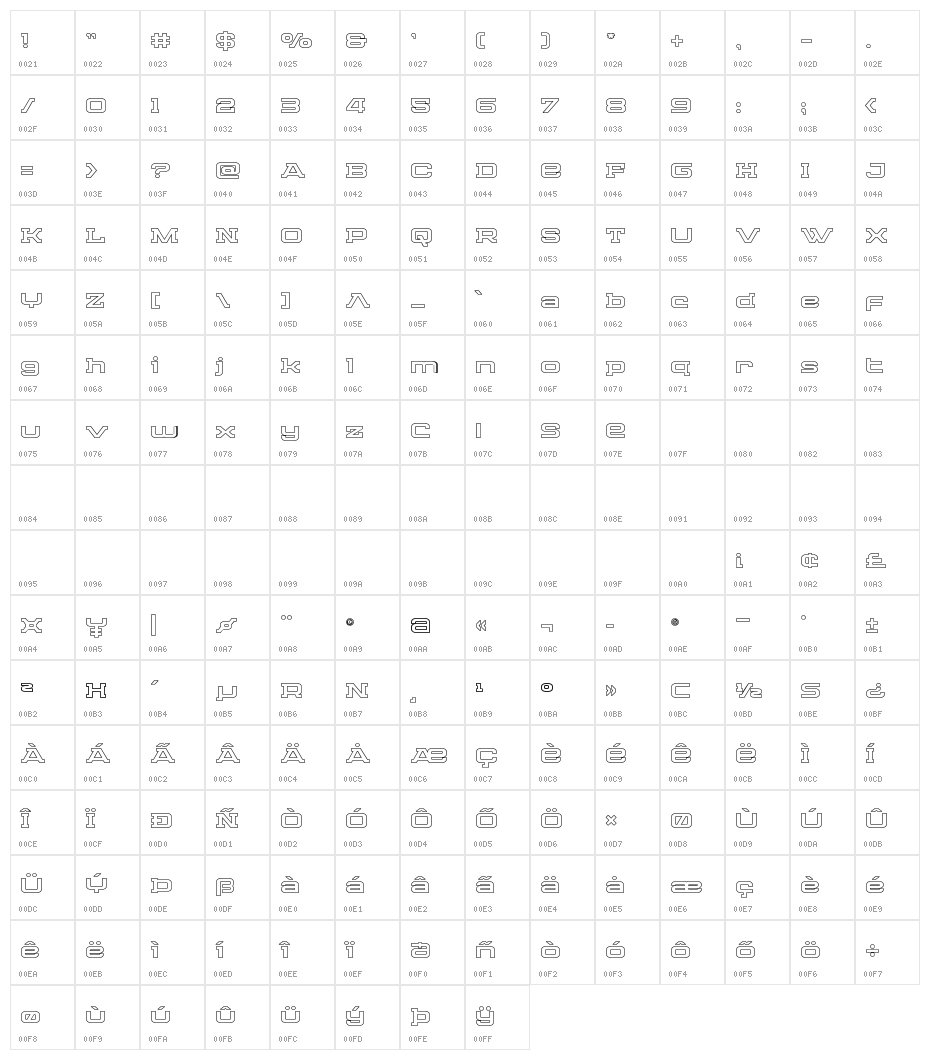Cydonia Century Outline Character Map