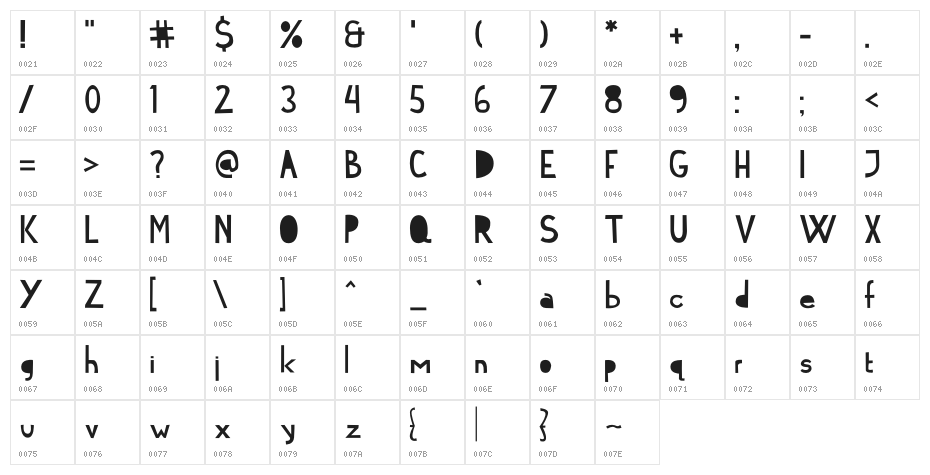 Cymo Bold Character Map