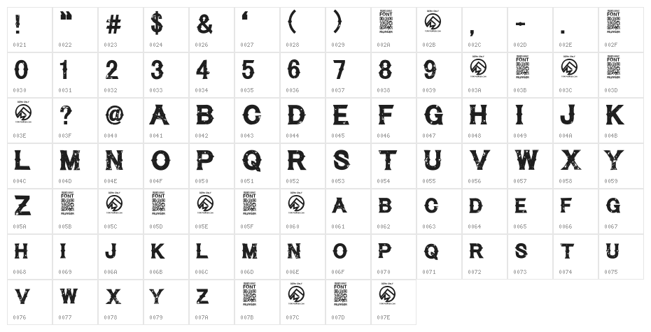 CynicalHills-Regular Character Map