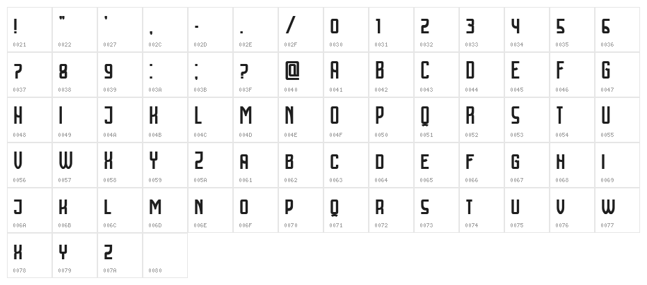 Cyrillic Attitudes Condensed Character Map