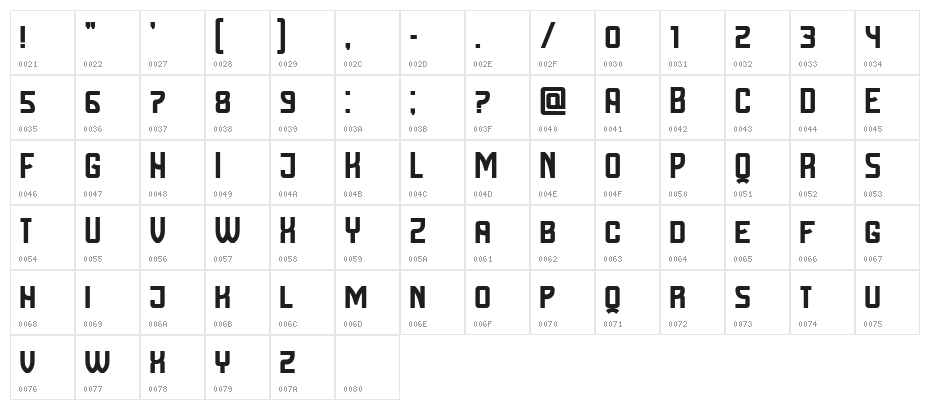 Cyrillic Attitudes Regular Character Map