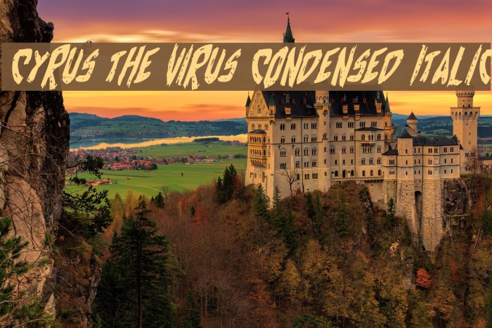 Cyrus the Virus Condensed Italic Font examples