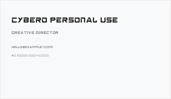 cybero Personal Use Business Card