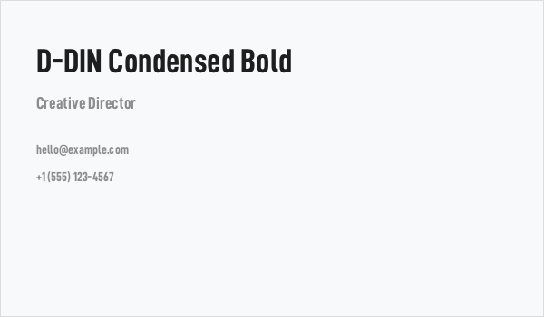 D-DIN Condensed Bold Business Card