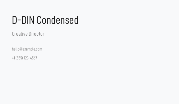 D-DIN Condensed Business Card