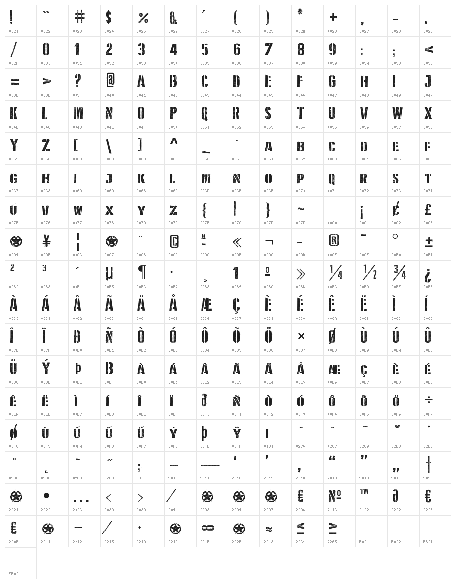 D Day Stencil Character Map