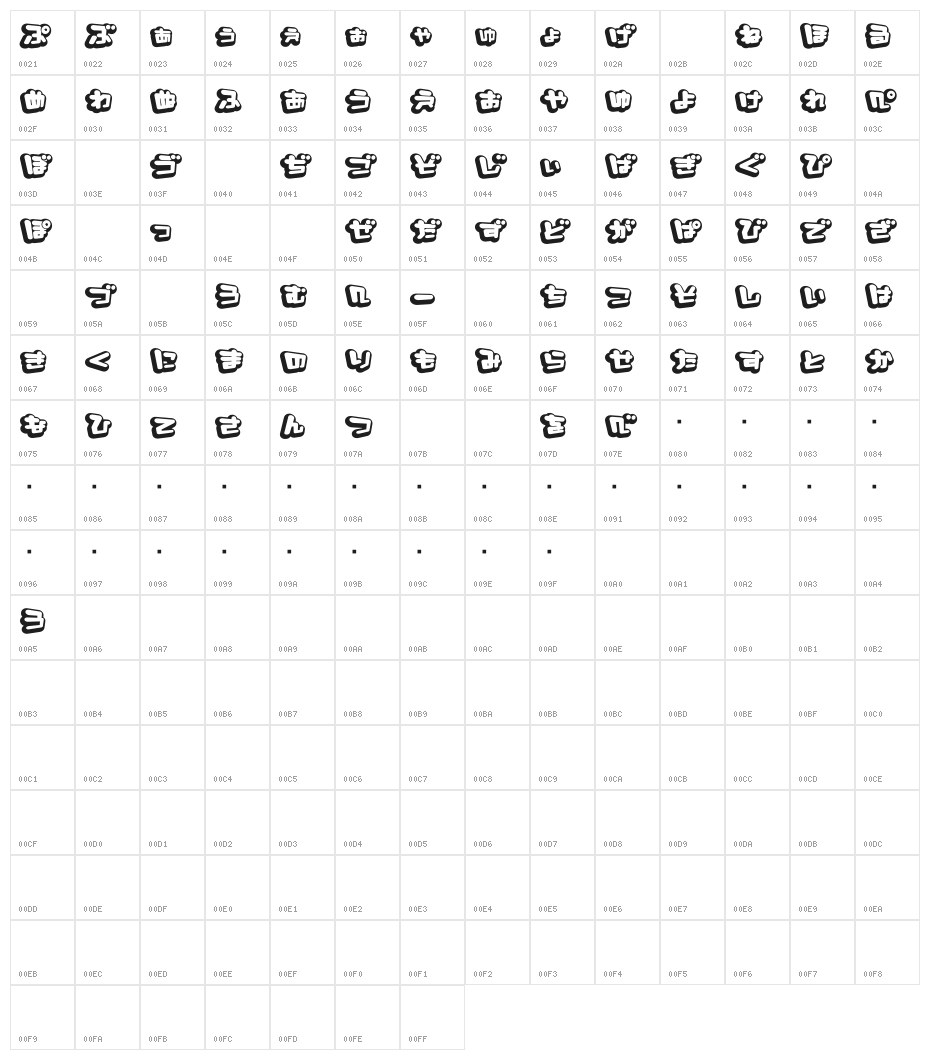 D3 Capsulism Hiragana Character Map